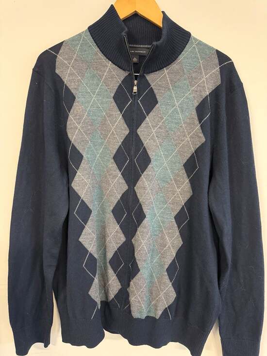 Banana Republic Other - Banana Republic Men's XL Argyle Full Zip Wool Blend Sweater Navy Blue